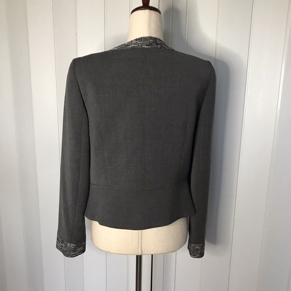 Tahari Arthur S. Levine Size‎ 8 Gray w/ Gray Multi Trim Jacket Long Sleeve - Picture 2 of 13